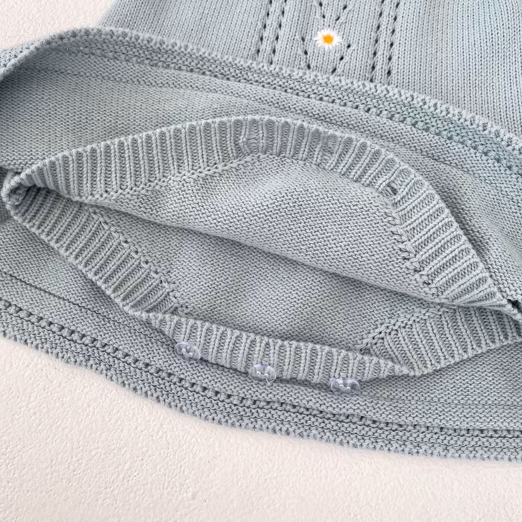 Trẻ sơ sinh: Áo len cotton màu xanh, quần áo thu đông và váy thêu hoa cúc rỗng cho bé gái hình ảnh 18-description