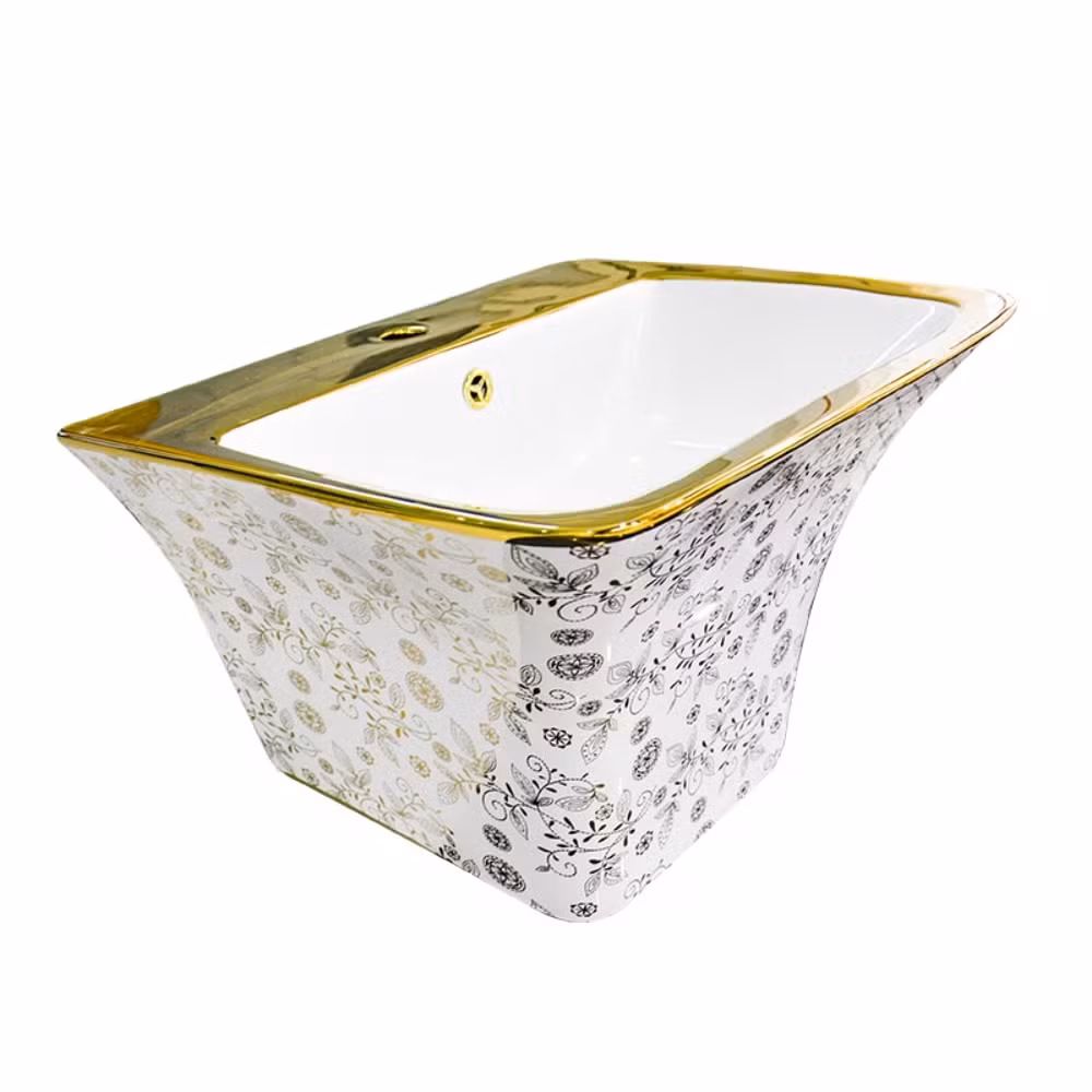 Bồn rửa mặt cao cấp làm từ gốm điện phân vàng, sản phẩm nghệ thuật dành cho phòng tắm và bàn trang điểm hình ảnh 19-description