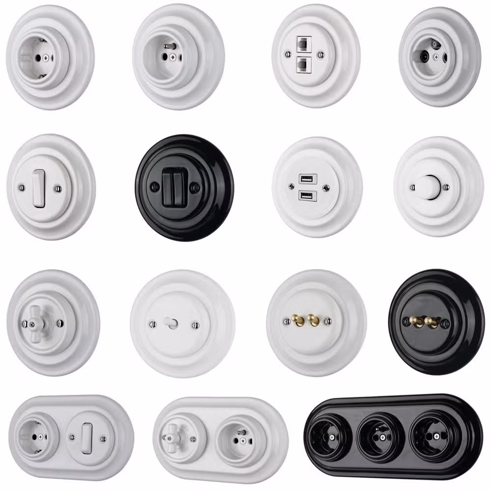 Công tắc điện gốm cổ điển phù hợp với hệ thống điện Đan Mạch, Hy Lạp và Iceland hình ảnh 19-description