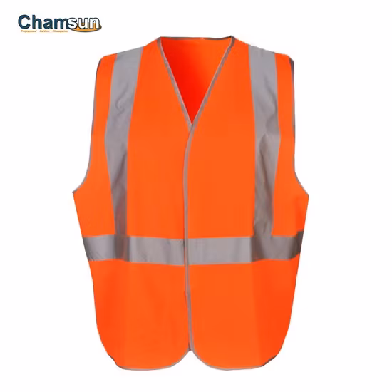 Áo phản quang màu cam cho nam và nữ với dải phản quang bạc, phù hợp sử dụng vào ban ngày và ban đêm hình ảnh 1-description