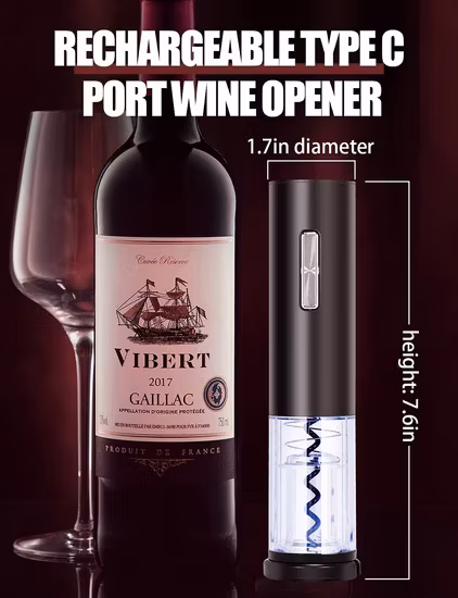 AI-MICH Electric Wine ouvre - Thiết bị Tự Động Mở Nắp chai rượu có Lưỡi cắt thép không gỉ và Sạc lại