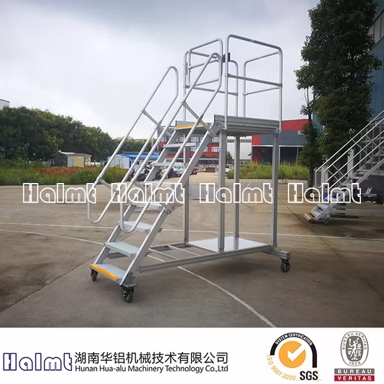 Thang nhôm thẳng một bước cấp có cổng an toàn hình ảnh 1-description