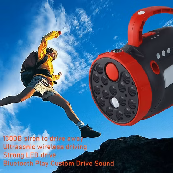 Máy đuổi động vật năng lượng mặt trời di động: Tùy chỉnh, hiệu quả, phạm vi siêu dài, âm thanh còi khẩn cấp 120dB và radio FM hình ảnh 1-description