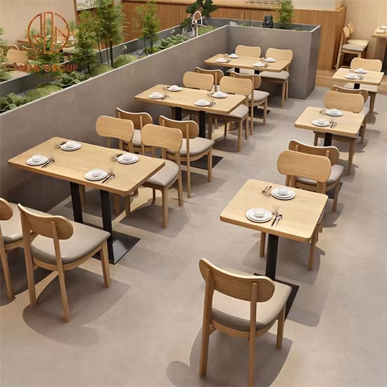 Nội thất ghế băng gỗ da và bàn ghế phù hợp cho quán cà phê và nhà hàng thương mại hình ảnh 1-description