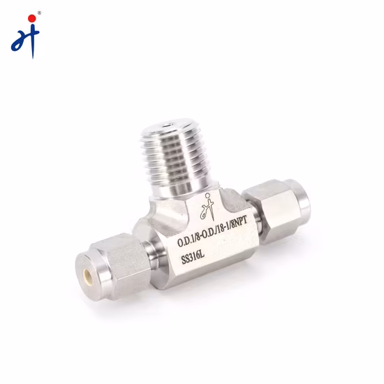Đầu nối ren BSPT đực nhánh hình chữ T cho ống thép không gỉ kiểu đôi 1/4 - Phụ kiện nối chuyên dụng