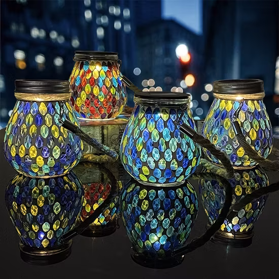 Đèn lồng gốm mosaic năng lượng mặt trời chất lượng cao dành cho không gian ngoại thất hình ảnh 1-description