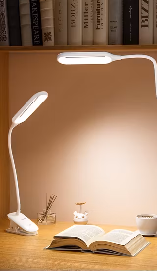 Đèn bàn kẹp linh hoạt với cổ ngỗng, 3 mức độ sáng và 3 chế độ màu sắc hình ảnh 1-description