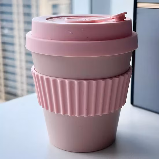 Cốc cà phê màu hồng RPET - Sản phẩm cốc du lịch nhỏ, thân thiện với môi trường hình ảnh 1-description