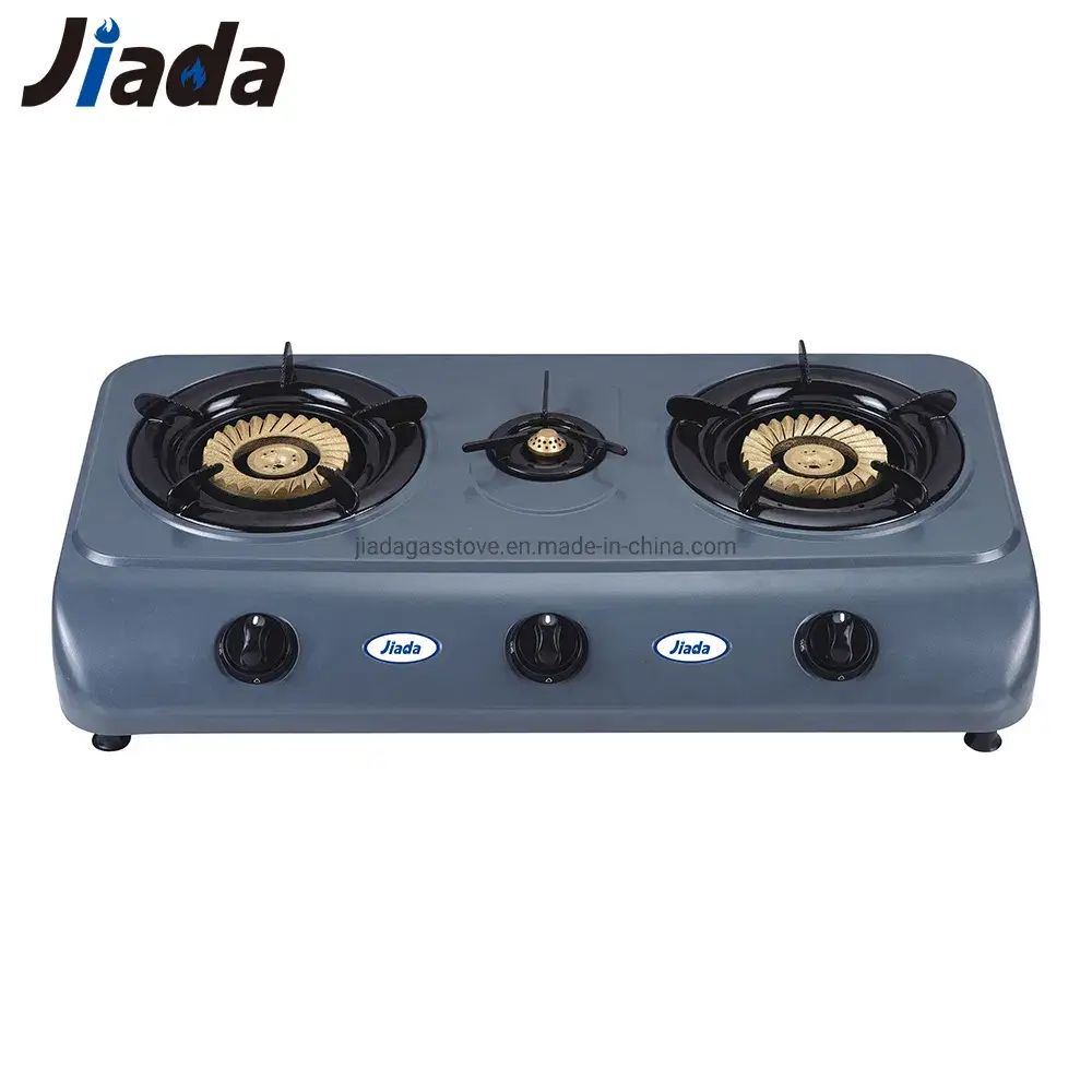 Bếp gas di động với nắp đồng vàng và tính năng đánh lửa tự động