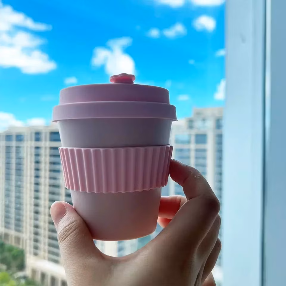 Cốc cà phê màu hồng RPET - Sản phẩm cốc du lịch nhỏ, thân thiện với môi trường hình ảnh 20-description