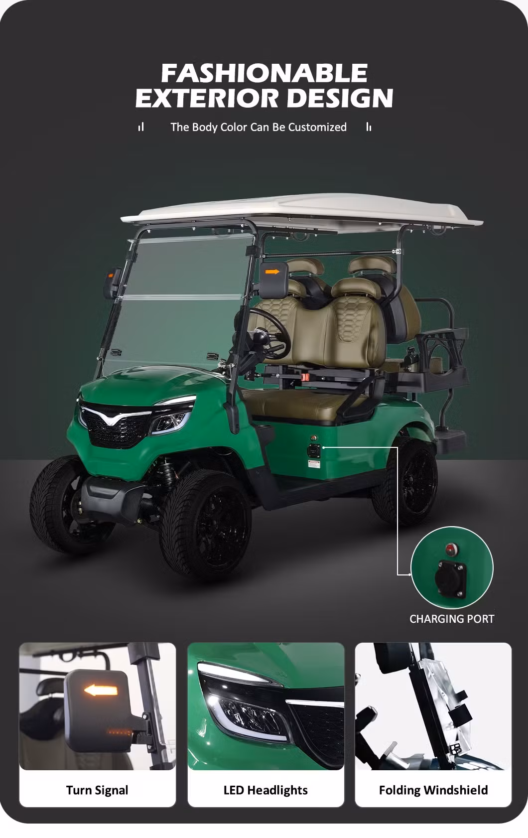 Dịch vụ OEM cho Xe Buggy 4 Chỗ ngồi Sang trọng điện Golf với Pin Lithium hình ảnh 20-description