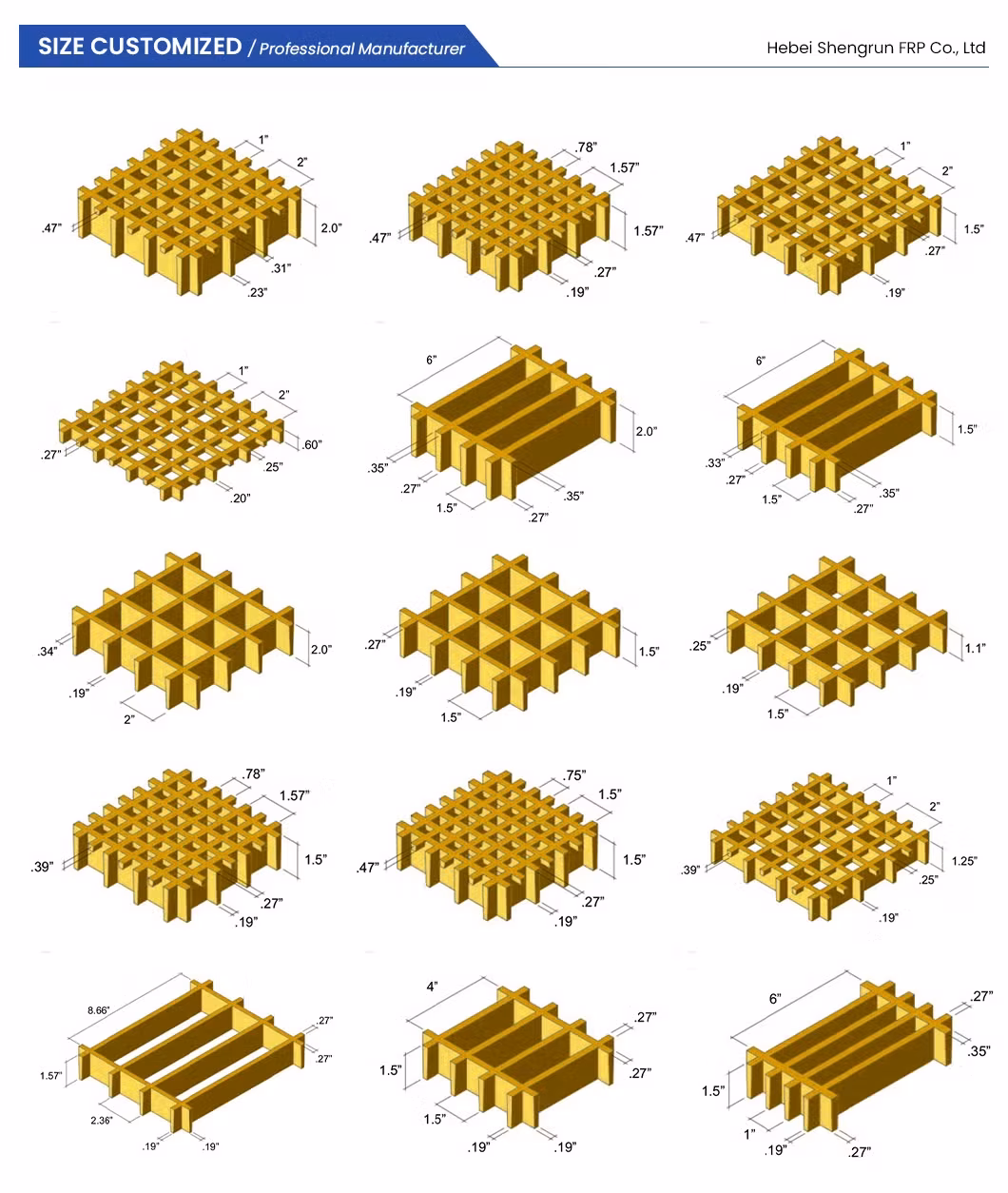 Nắp cống màu vàng 1000 mm X 2000 mm - Có sẵn các kích thước 3' X 10' / 4' X 8' / 4' X 12' - Tấm grating FRP 12mm cho ứng dụng bậc thang hình ảnh 22-description