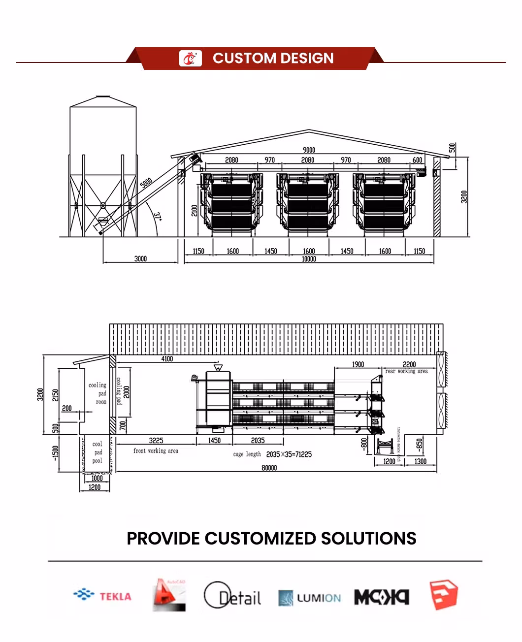 Chuồng gà H Frame chất lượng cao từ nhà sản xuất Trung Quốc, sử dụng vật liệu thép mạ kẽm nóng cung cấp cho trang trại gà hình ảnh 24-description