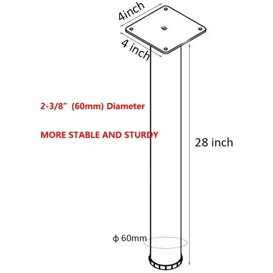 Chân bàn kim loại linh hoạt có thể thay đổi chiều cao 1 inch