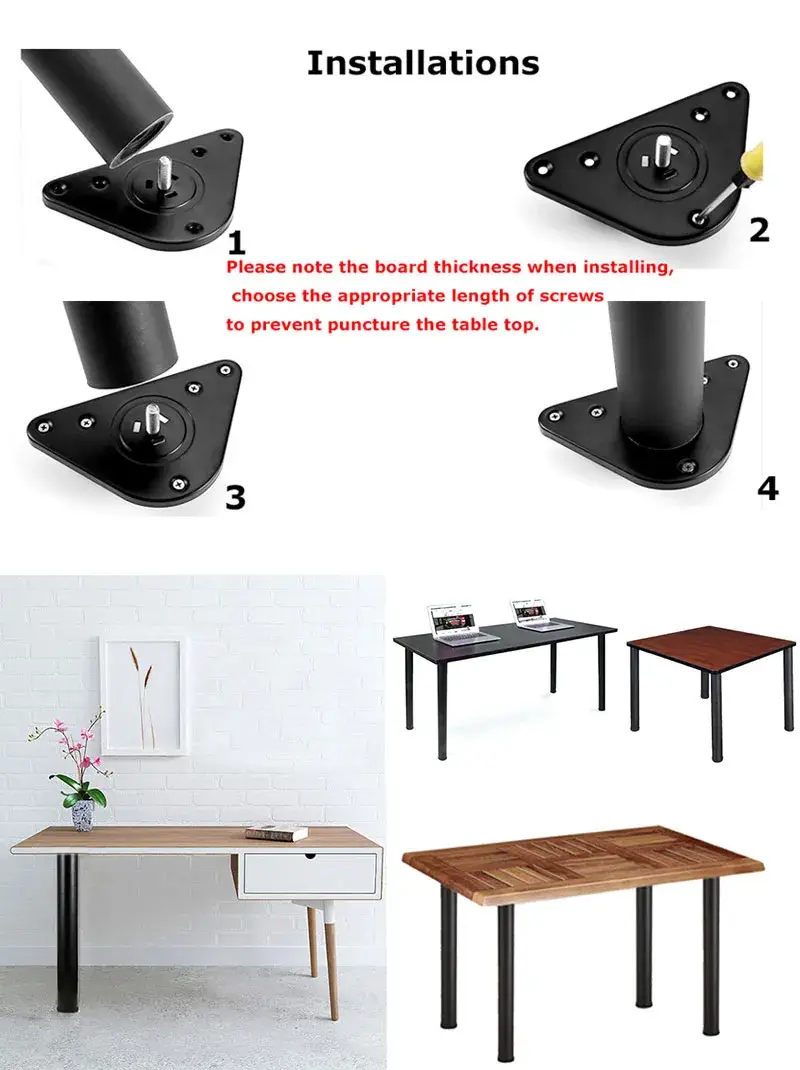 Chân bàn kim loại linh hoạt có thể thay đổi chiều cao 1 inch hình ảnh 25-description