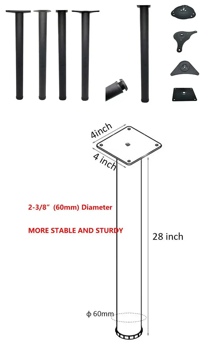 Chân bàn kim loại linh hoạt có thể thay đổi chiều cao 1 inch hình ảnh 12-description