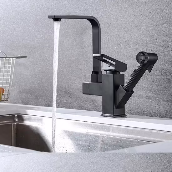 Vòi rửa bát đen với nhiều tính năng tiện ích