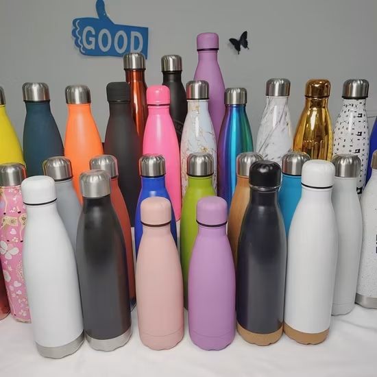 Bình giữ nhiệt hai lớp logo tùy chỉnh 500ml 750ml cách nhiệt, hình dạng cola thép không gỉ