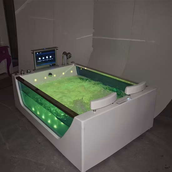 Đồ vệ sinh bồn tắm đứng whirlpool làm từ kính cường lực, thiết kế độc đáo theo yêu cầu