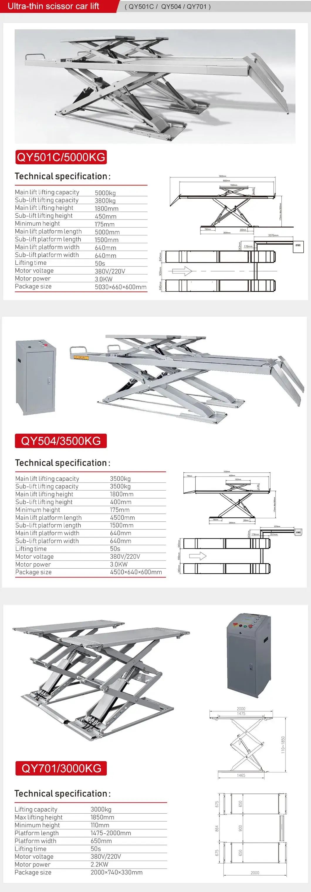 Thang nâng ô tô thủy lực cố định 3.5 tons dành cho việc đậu xe trong nhà hình ảnh 17-description