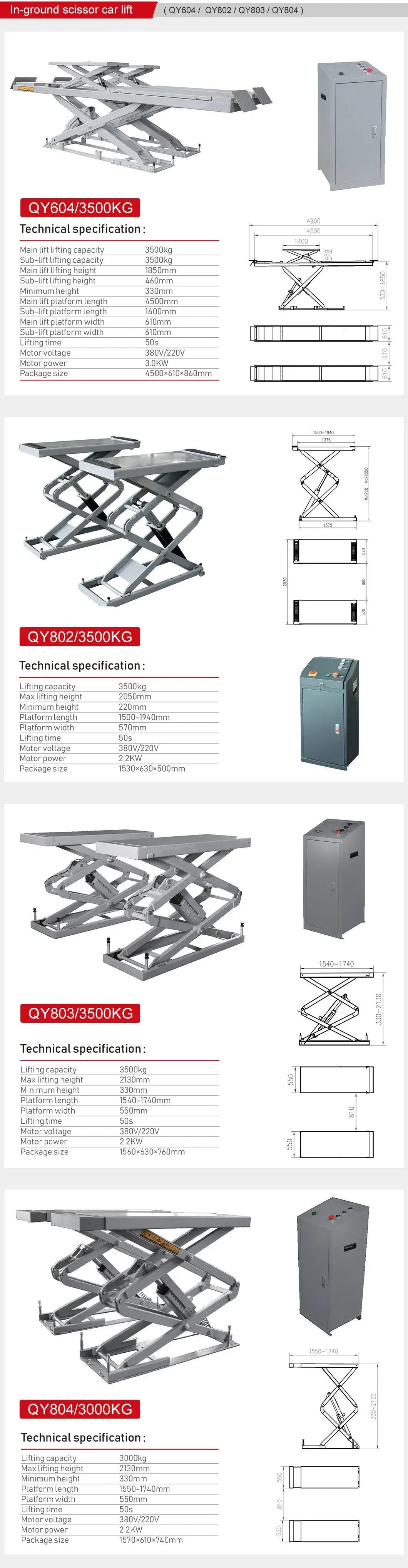 Thang nâng ô tô thủy lực cố định 3.5 tons dành cho việc đậu xe trong nhà hình ảnh 16-description