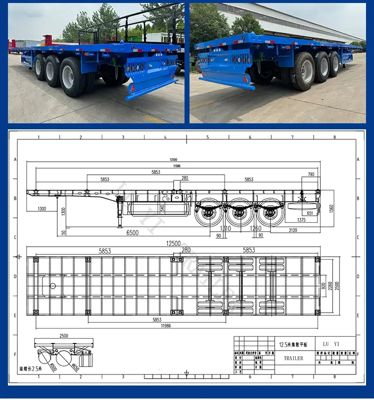 Tải Nặng: Rơ Moóc 40FT Nền Tảng Vận Chuyển Container Phẳng 40T 60T hình ảnh 14-description