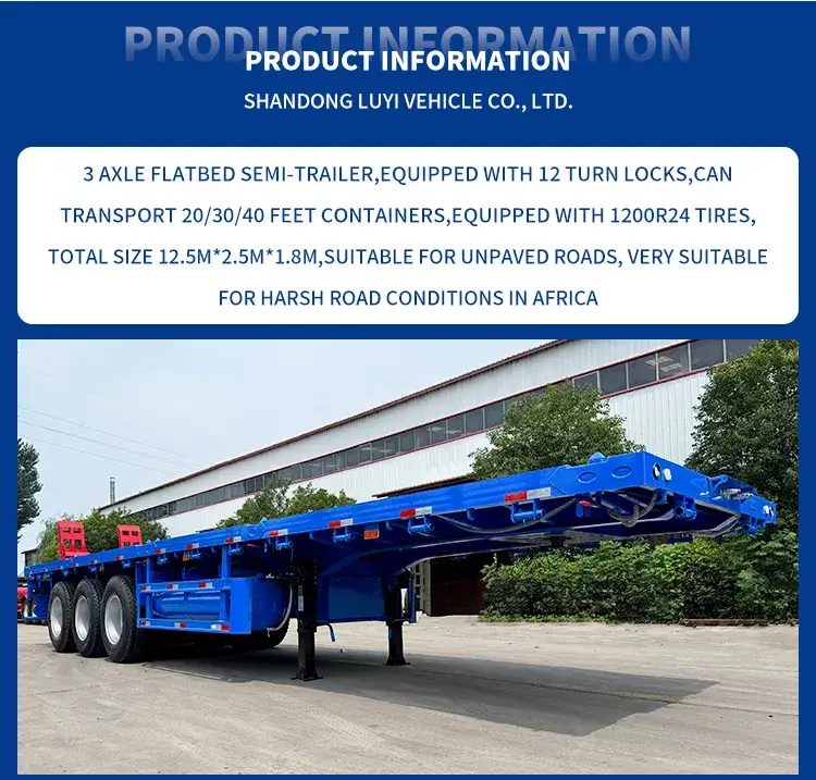 Tải Nặng: Rơ Moóc 40FT Nền Tảng Vận Chuyển Container Phẳng 40T 60T hình ảnh 13-description