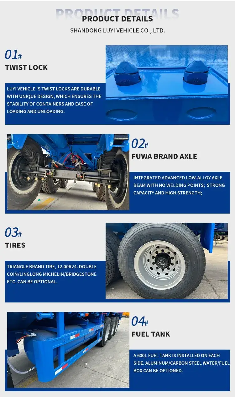 Tải Nặng: Rơ Moóc 40FT Nền Tảng Vận Chuyển Container Phẳng 40T 60T hình ảnh 15-description
