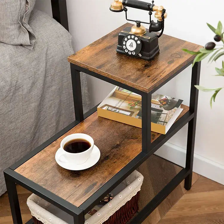 Bàn cuối bằng gỗ thông phong cách Tiers với kệ dưới được làm từ lưới sắt hình ảnh 13-description