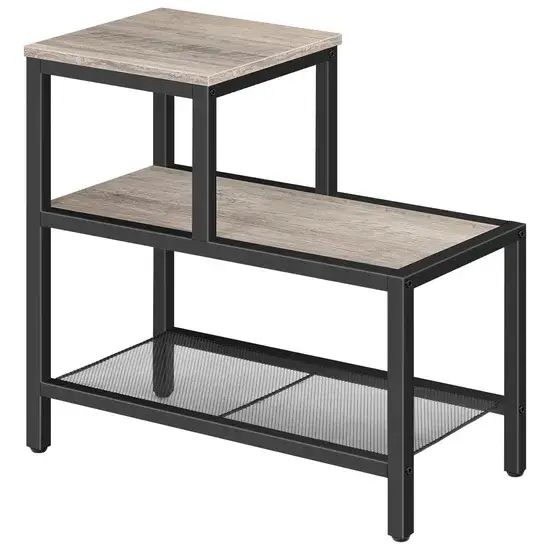 Bàn cuối bằng gỗ thông phong cách Tiers với kệ dưới được làm từ lưới sắt hình ảnh 1-description