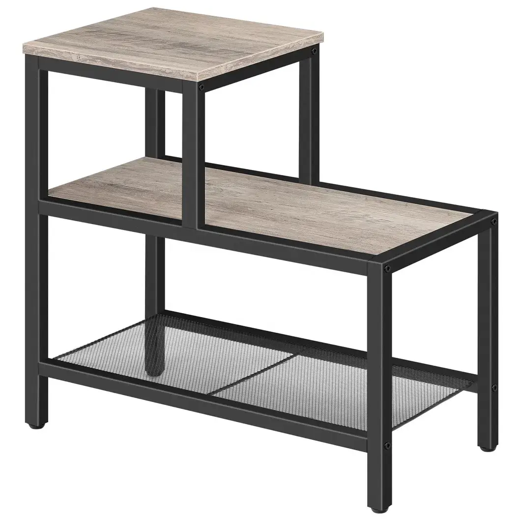 Bàn cuối bằng gỗ thông phong cách Tiers với kệ dưới được làm từ lưới sắt hình ảnh 18-description