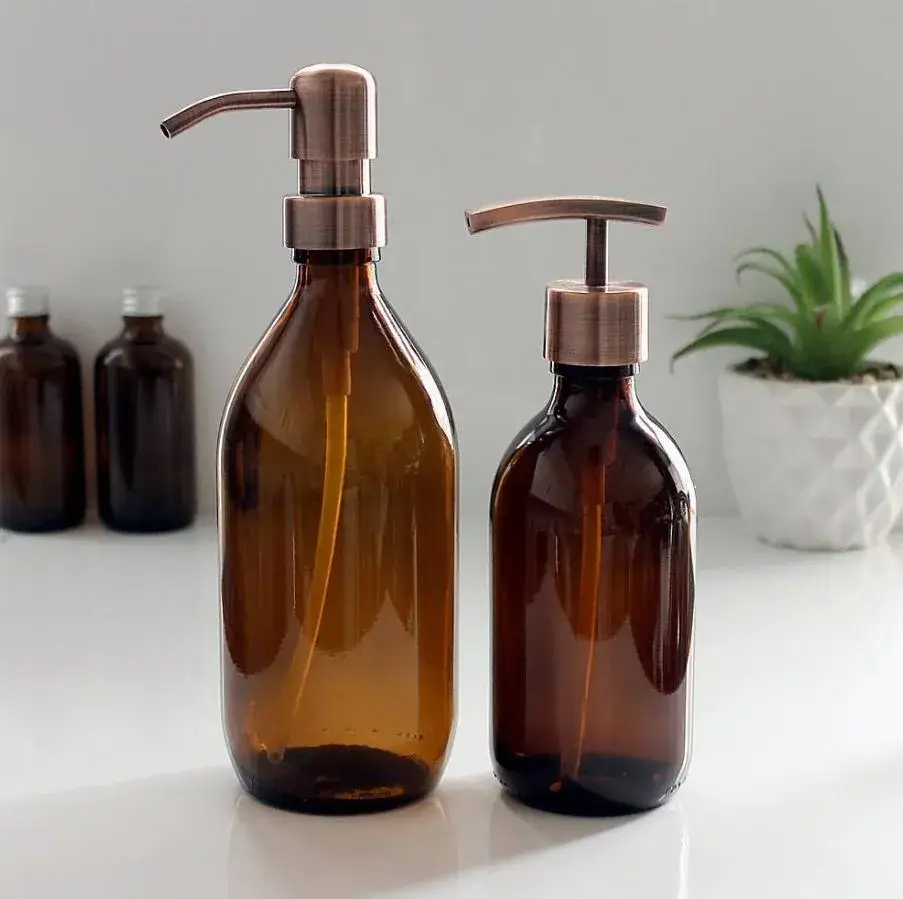 Bình thủy tinh hổ phách tròn dung tích 350ml và 500ml cho việc phân phối thuốc
