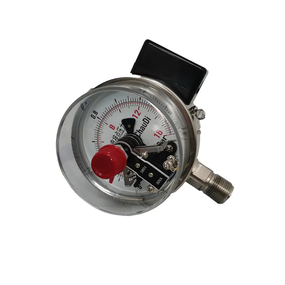 Đồng hồ áp suất điện tiếp xúc 380V với vật liệu thép không gỉ