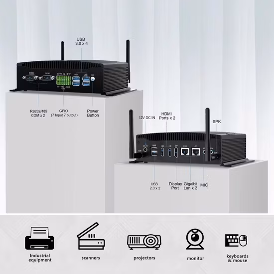 Máy tính không quạt chất lượng từ nhà sản xuất OEM Hystou H6 Core I5 3display Gpio RS232 Mini PC công nghiệp nhúng
