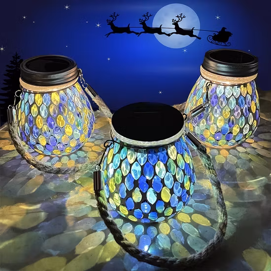 Đèn lồng gốm mosaic năng lượng mặt trời chất lượng cao dành cho không gian ngoại thất