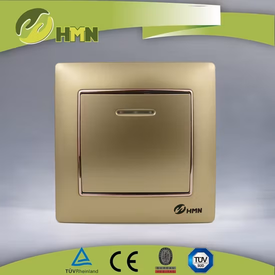 Bảng màu sắc 2 Công tắc tường bạc với đèn LED theo Tiêu chuẩn EU CE/TUV/CB