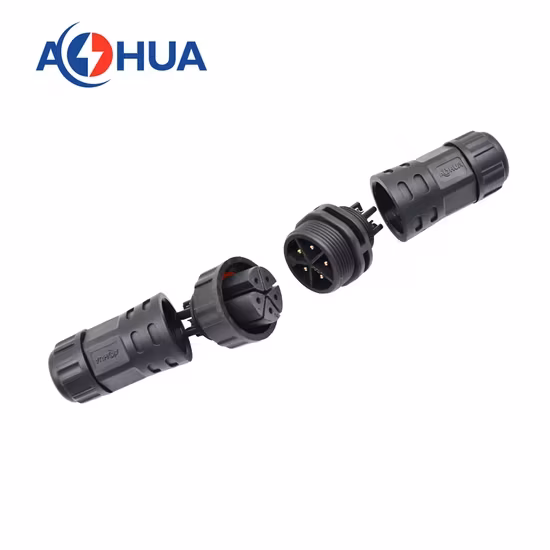 Đầu nối cáp Aohua M25 loại cố định bằng vít, chống nước IP68 300V nam điện 25A đến nữ dây nguồn