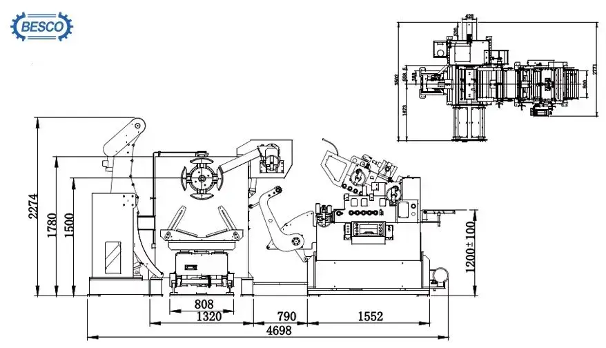 Máy cấp liệu servo cuộn thép Nc, máy tháo cuộn, máy duỗi thẳng với cấu hình cao cho tấm kim loại từ Bescomt - Sản phẩm cho ngành công nghiệp hình ảnh 16-description