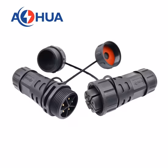 Đầu nối cáp Aohua M25 loại cố định bằng vít, chống nước IP68 300V nam điện 25A đến nữ dây nguồn