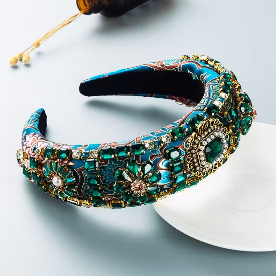 Băng đô tóc mút Baroque dày phong cách công nghiệp nặng, thiết kế đầu khoan độc đáo