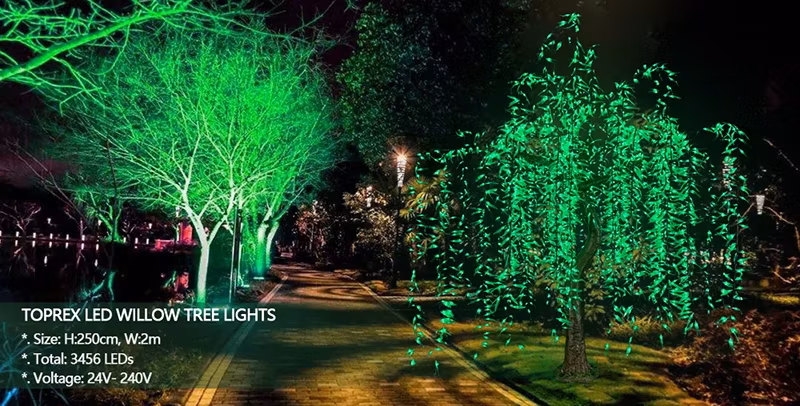 Cây liễu nhân tạo LED xanh với hiệu ứng lá rụng tự nhiên hình ảnh 4-description