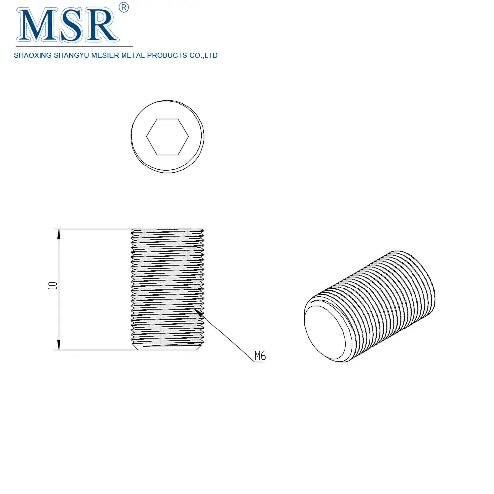 M6*10 Vít chèn ren thép mạ kẽm, phù hợp với hồ sơ nhôm