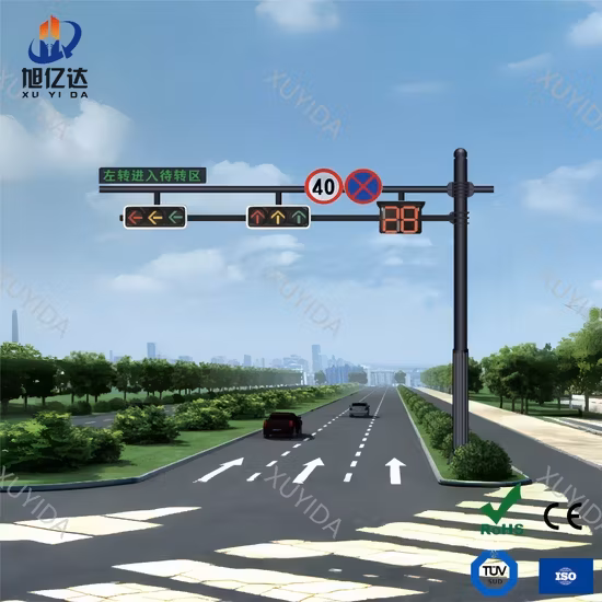 Cột tín hiệu giao thông dạng cantilever hình bát giác với đường sơn tĩnh điện và lớp mạ kẽm nóng