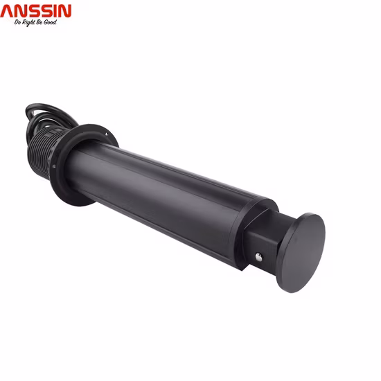 Bảng điện Escamotable 3 Ổ cắm và 2 Cổng USB màu Đen có đường kính 60 mm