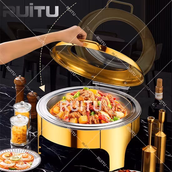 Thiết bị tiệc buffet hiện đại dành cho nhà hàng khách sạn, bao gồm nắp bản lề treo móc và chén giữ nhiệt kiểu Ấn Độ cho đám cưới