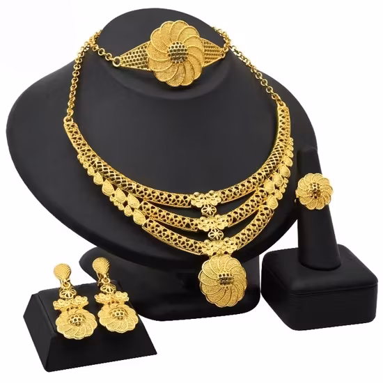 Bộ trang sức vàng Nigeria Dubai 24K: Bộ sản phẩm phong cách cho phái đẹp