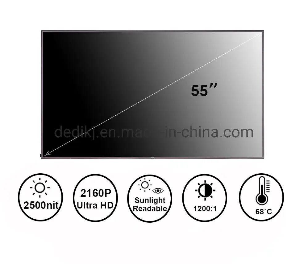 55 Màn hình LCD quảng cáo tùy chỉnh, độ sáng cao 1500CD, hiển thị rõ dưới ánh sáng mặt trời