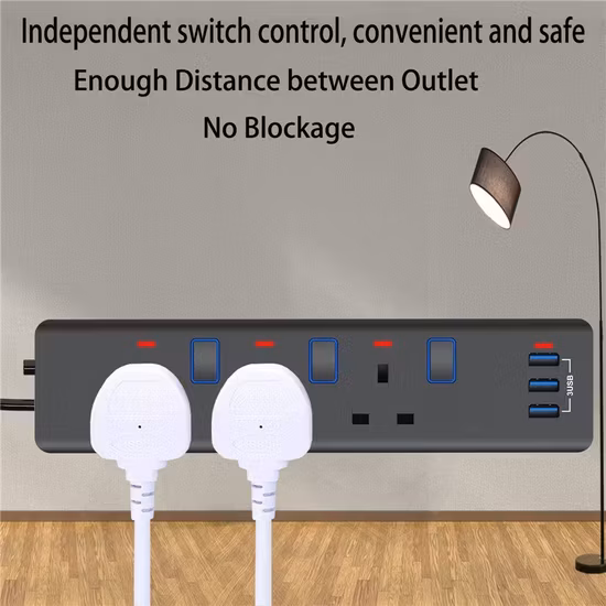 Phích cắm UK 3USB mở rộng dây kéo đen trắng từ Malaysia: 3 cách tiện lợi