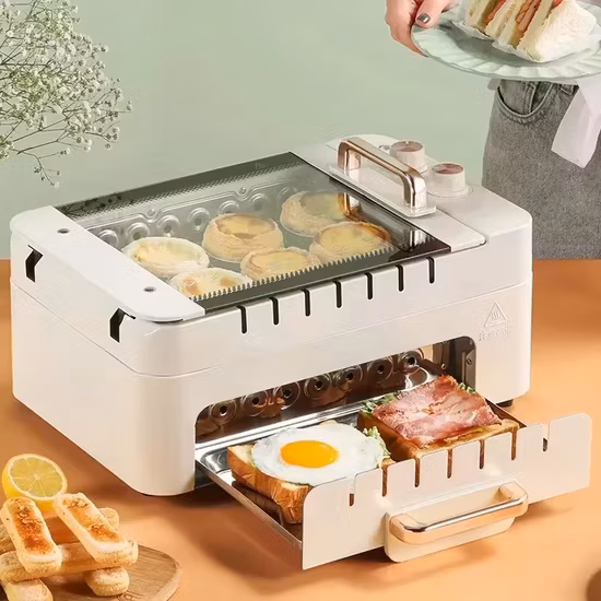 Máy nướng xiên tự động với công nghệ hiện đại, sử dụng lò nướng điện không gây khói cho không gian bếp