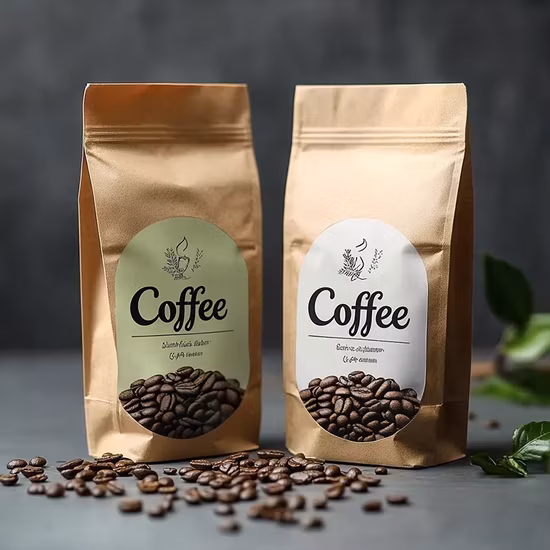 Đóng gói hạt cà phê bằng bao nhựa Mylar mờ đen trắng 250g không in, có van và đáy phẳng